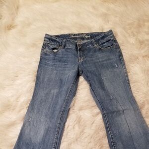 American Eagle Classic light‎ distress bootcut jeans size 8